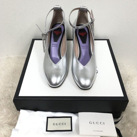 Gucci AMBER Crystal G Block Heel Madelyn Marmont Mary Jane Pump 37/37.5/38.5 - Picture 9 of 12